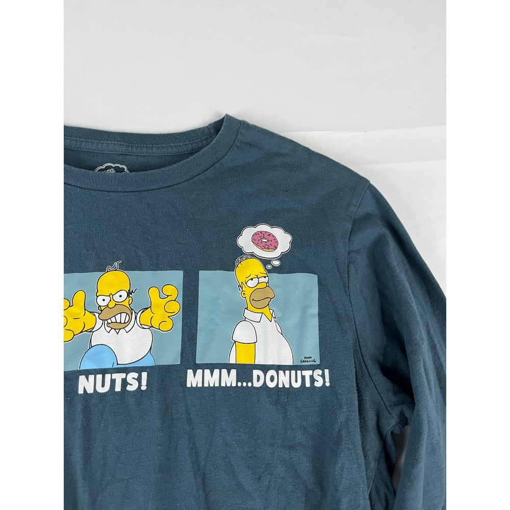 The Simpsons‎ Homer Simpson DOH NUTS Donut Long Sleeve T Shirt Mens Medium M